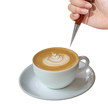 Premium Coffee Latte Art Pen – Stainless Steel Tip & Walnut Handle for Barista Latte Designs